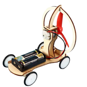 Puzzle Mașinuță cu Elice – Jucărie STEM Electrică din Lemn