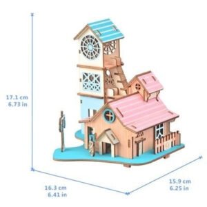 Puzzle 3D Casă „Riverside Villa” din Lemn – Machetă DIY Creativă, 58 Piese, Jucărie Educativă pentru Copii 8+ și Adulți