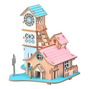 Puzzle 3D Casă „Riverside Villa” din Lemn – Machetă DIY Creativă, 58 Piese, Jucărie Educativă pentru Copii 8+ și Adulți