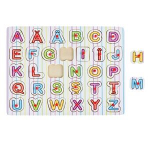 Puzzle educativ din lemn cu litere (A-Z)