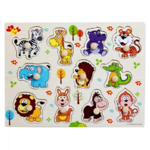 🧩 Puzzle din Lemn cu Animale – Joc Educativ pentru Copii