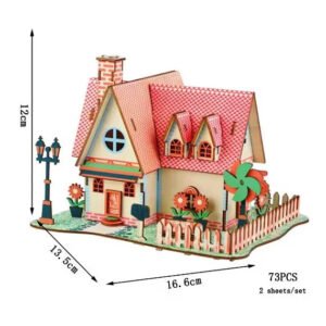 🏡 Set de Construcție 3D din Lemn – Căsuță cu Grădină  73 piese | Puzzle educativ